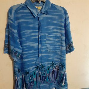 Paradise Gold Men's SS Button Up Hawaiian Surfing Shirt Size L